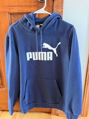 Puma Navy Blue Pullover Hoodie with White Logo
